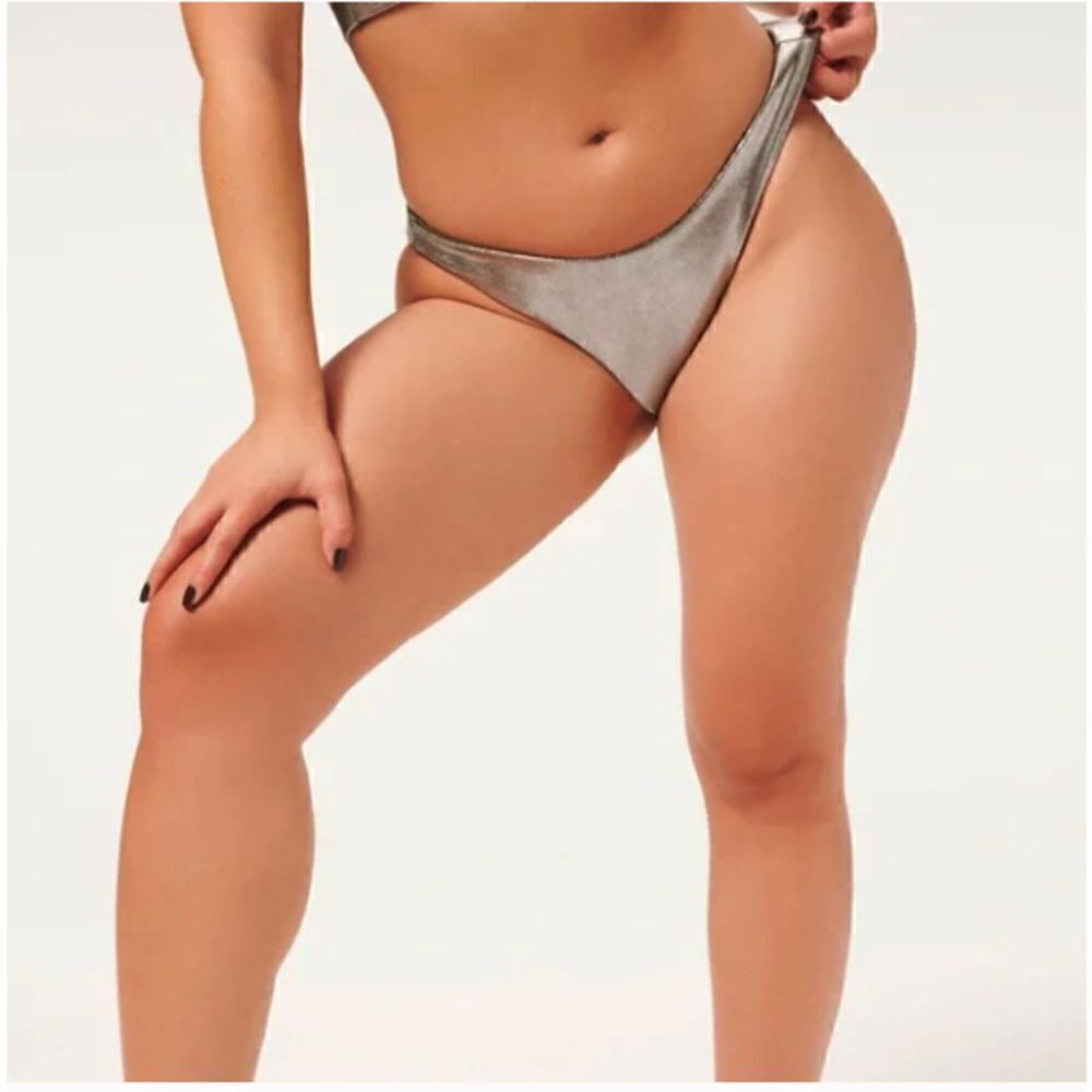 Good American Metallic Better Bikini Bottoms in Stormy Foil Size 1 / Small
